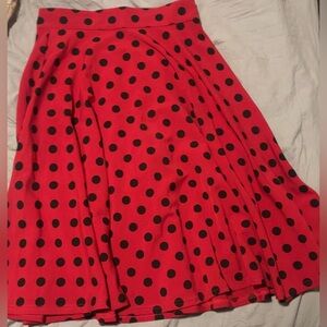Polka Dot A-Line Skirt - Red and Black